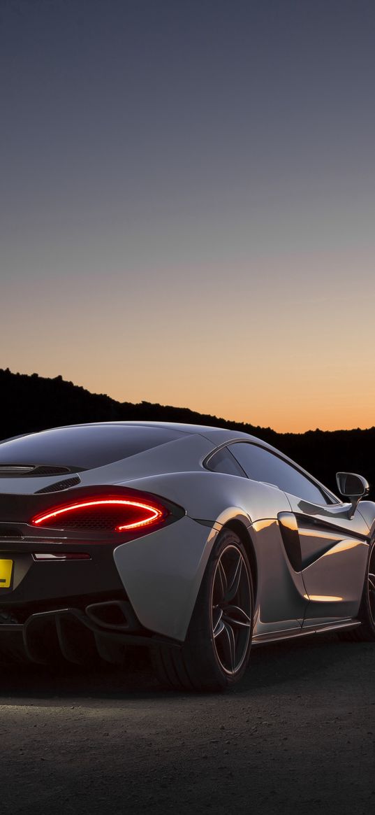 mclaren, car, sportcar, sunset, gray