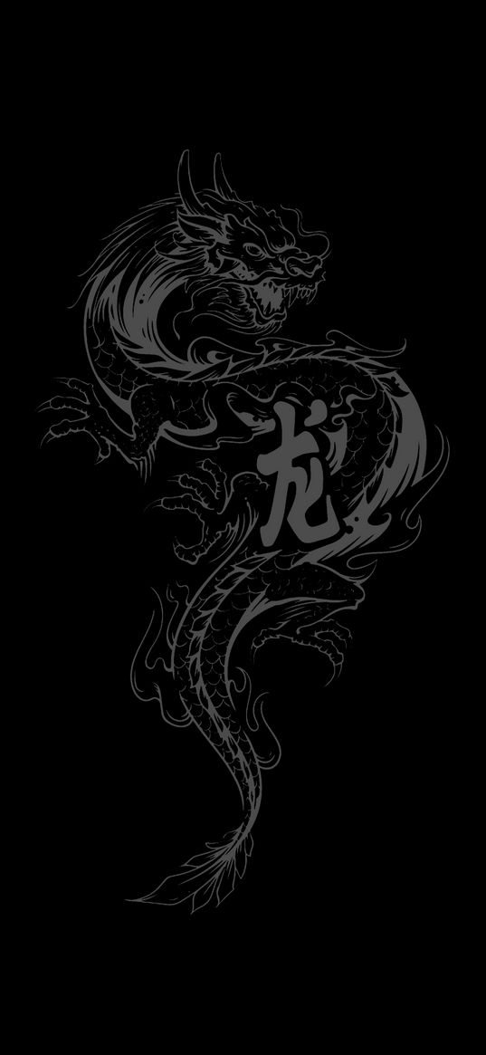 dragon, dark, black, minimalism, japan