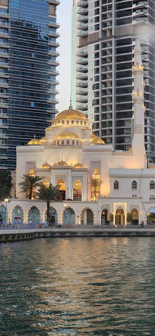 mosque, dubai, water, architecture