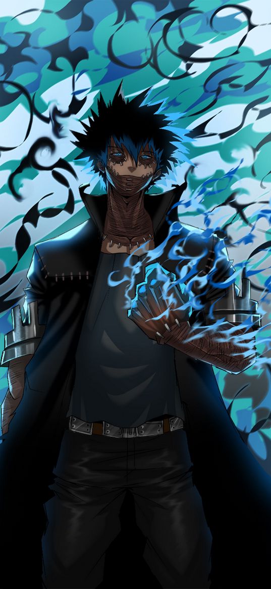 dabi, my hero academia, anime, guy, cloak, magic, art