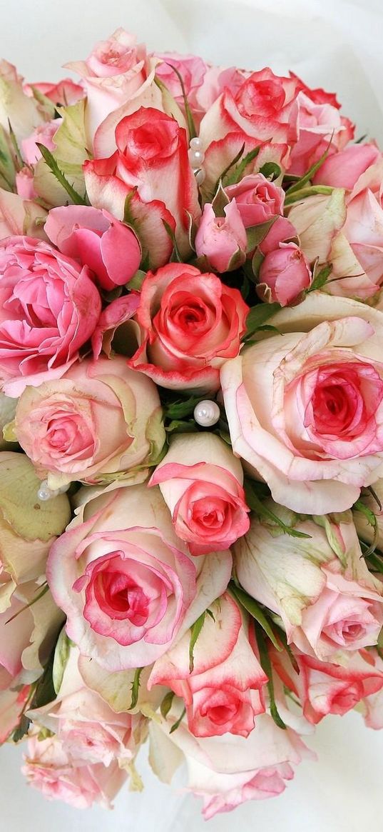 roses, lisianthus russell, bouquet, decoration, tenderness