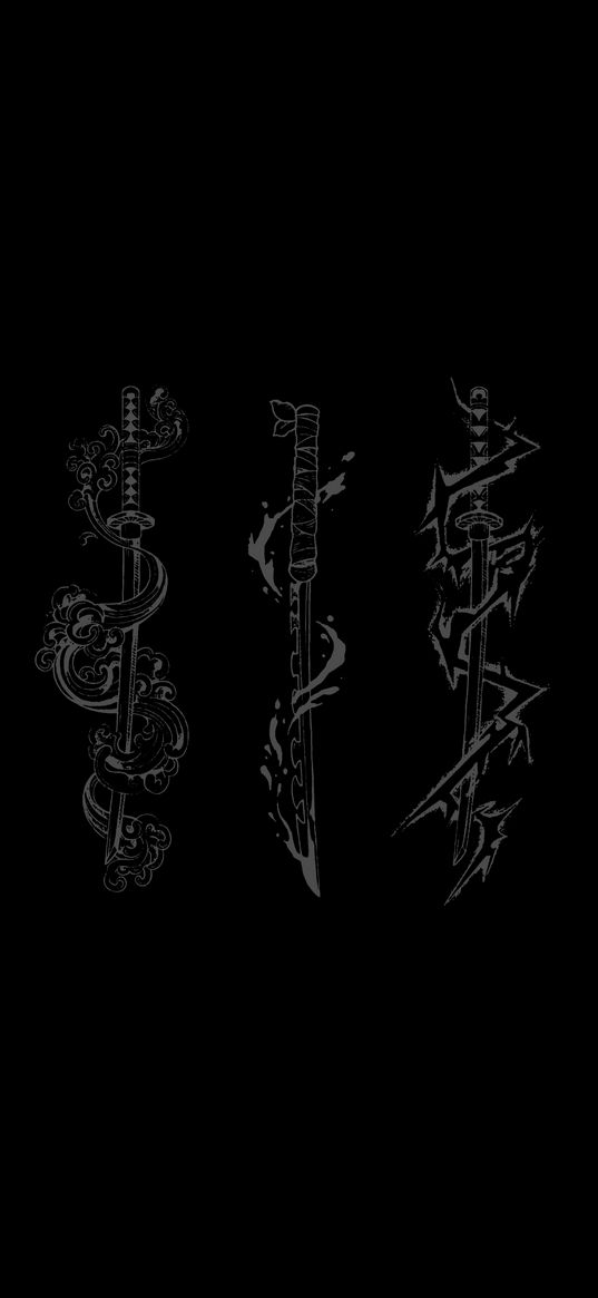 swords, minimalism, dark, art, outline, elements