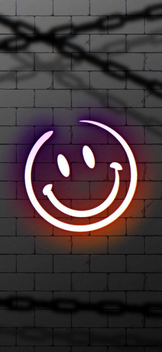 smiley, neon, chains, bricks, smile