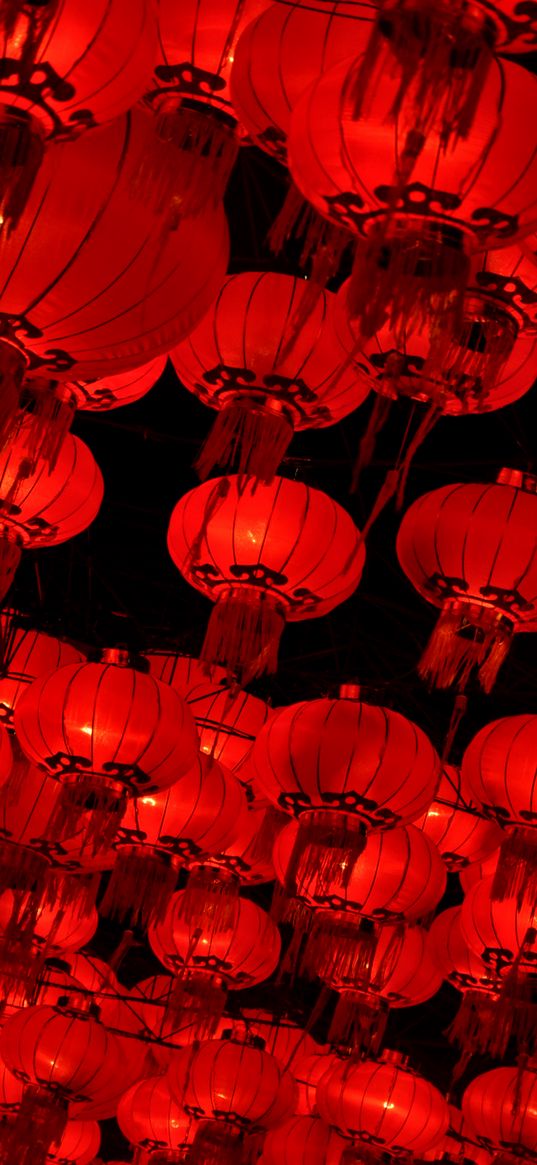 chinese lanterns, lanterns, red