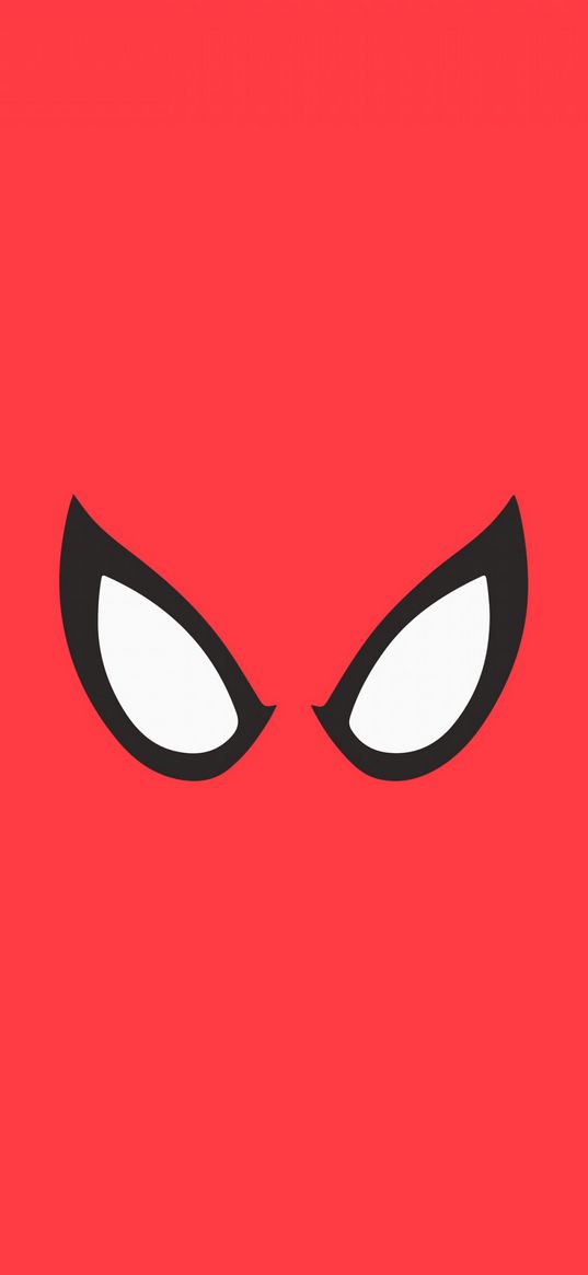 spiderman, spider-man, superhero, marvel, eyes, red background, minimalism, art