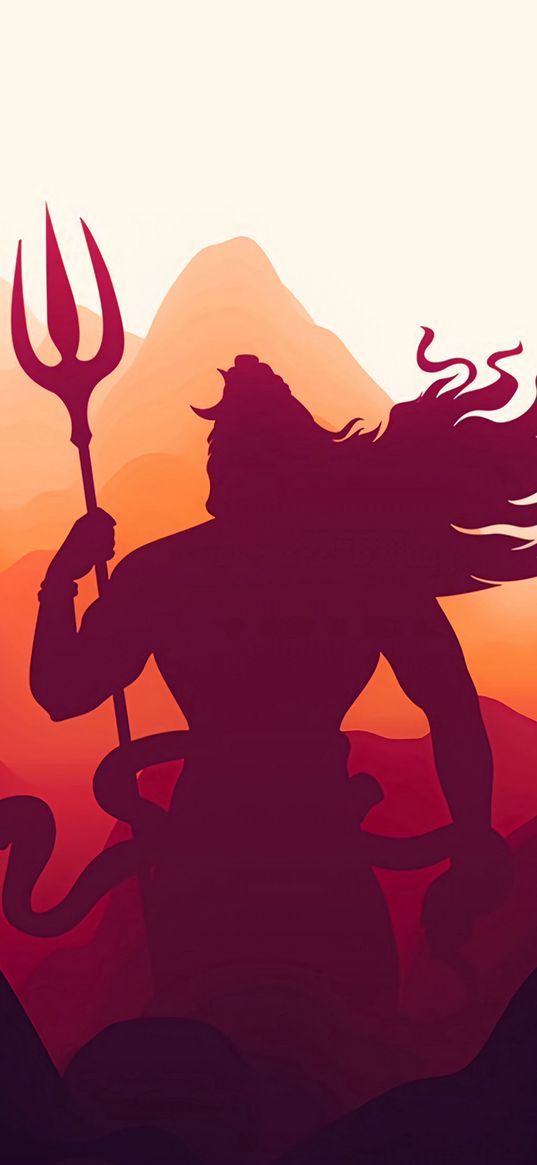 shiva, god, silhouette, snake, red, yellow