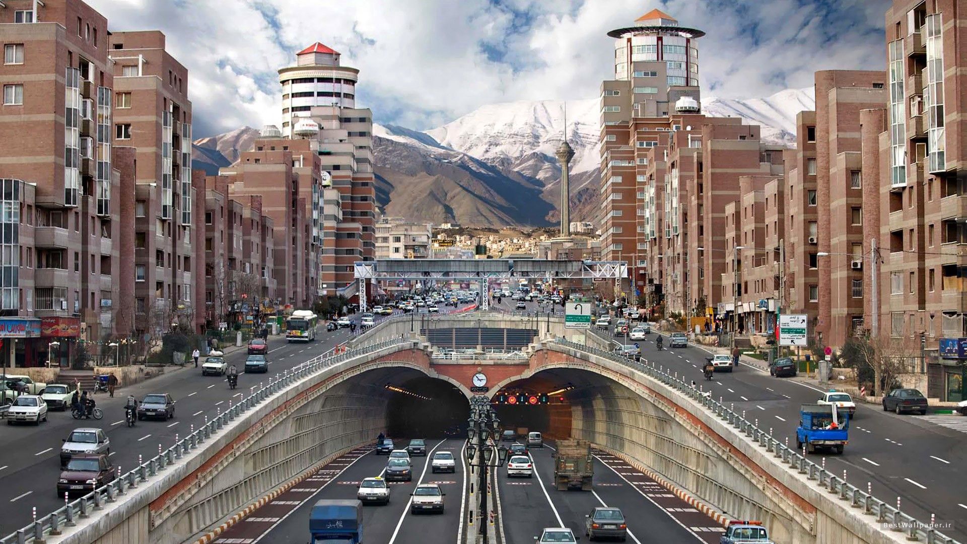 iran, tehran, road, building