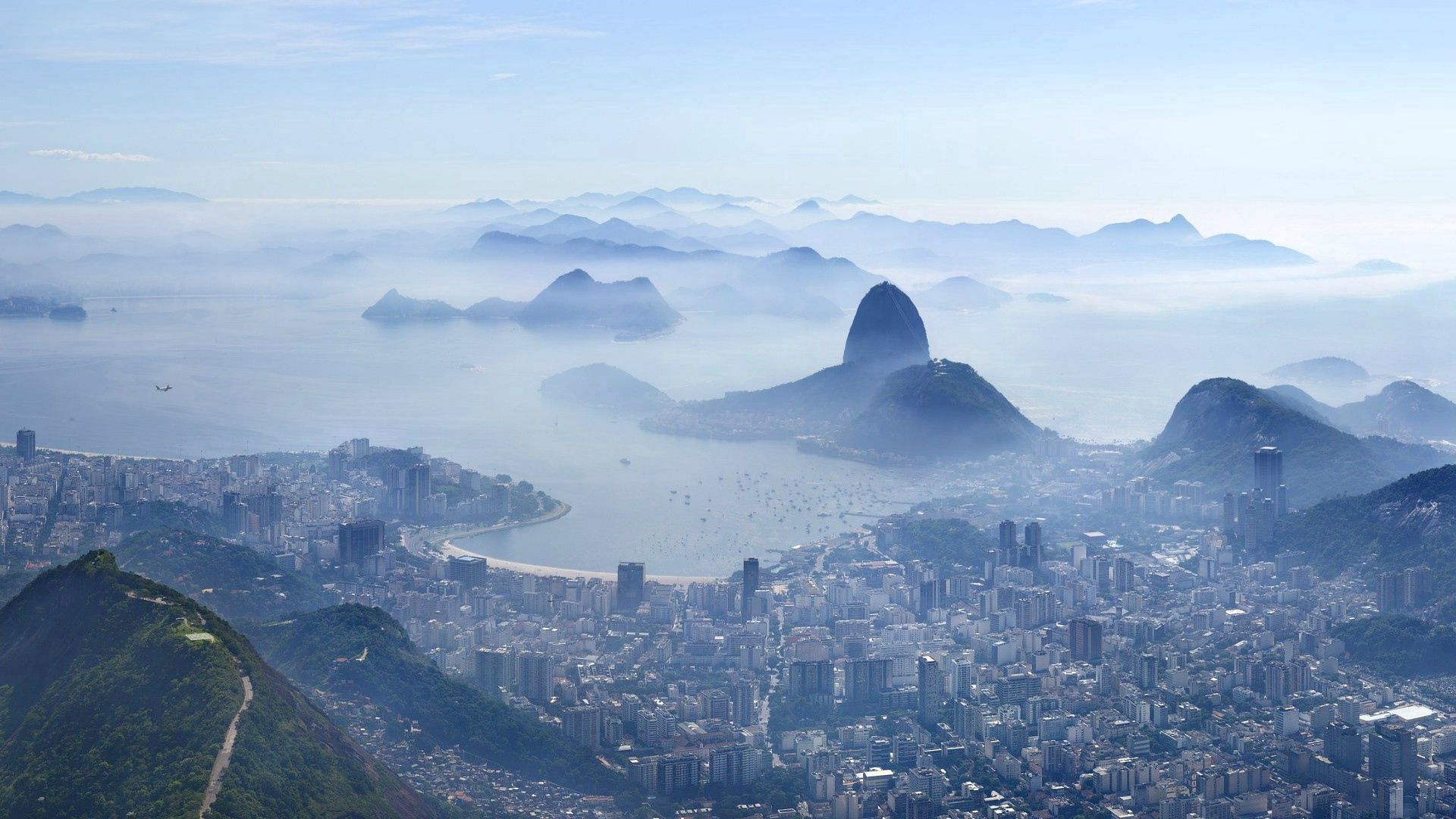 rio de janeiro, top view, panorama, mist