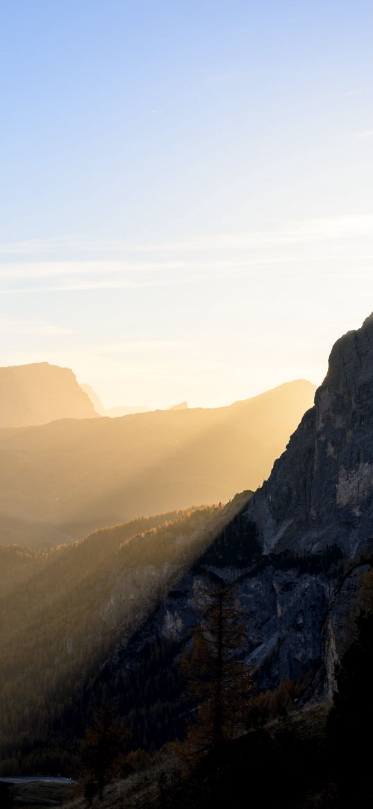 mountains, sunshine, sunrise, nature