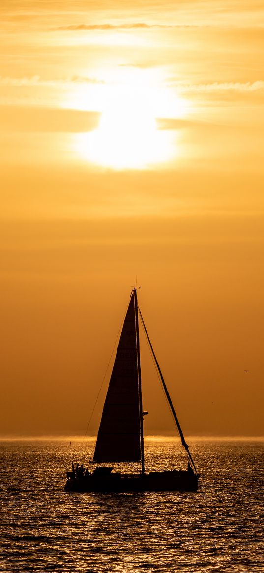 boat, sail, silhouette, sea, skyline, twilight