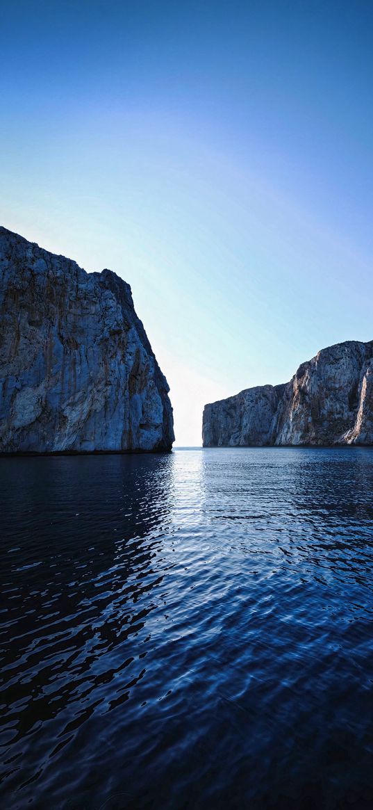 rocks, sea, day, sky