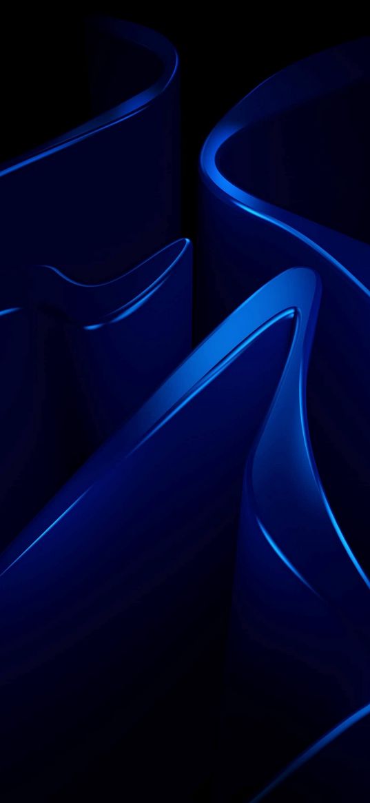 abstraction, curves, glare, blue, dark, gradient