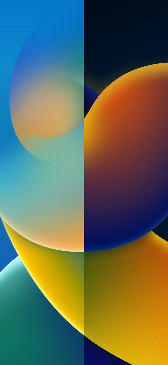 abstraction, curves, figure, gradient, blue, yellow