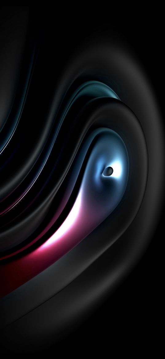 abstraction, curves, glare, gradient, blue, pink, black