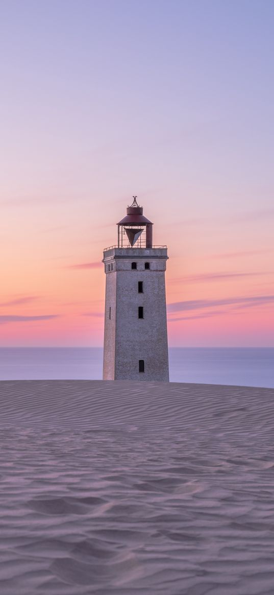 lighthouse, sands, relief, sea, sky