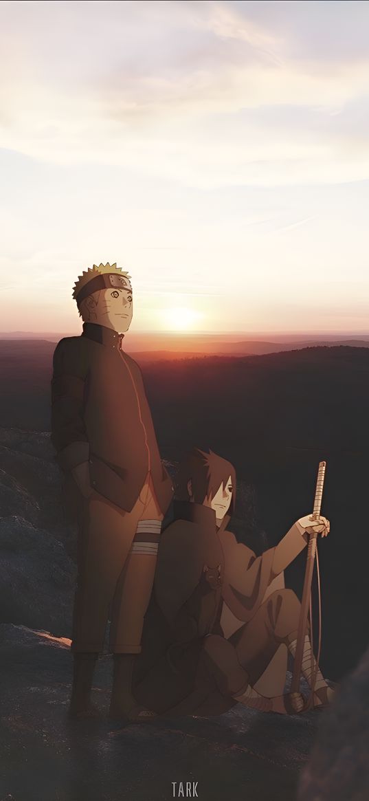 naruto, sasuke uchiha, anime, manga, characters, sunset, photoshop