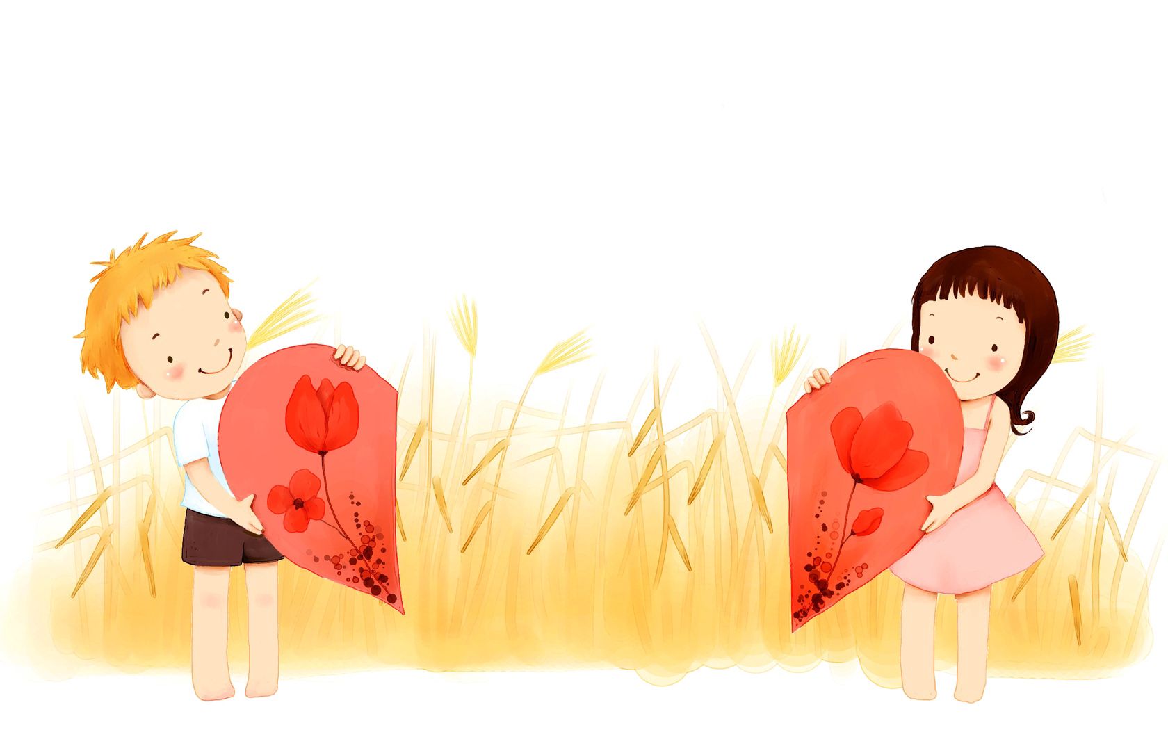 children, grass, heart, part