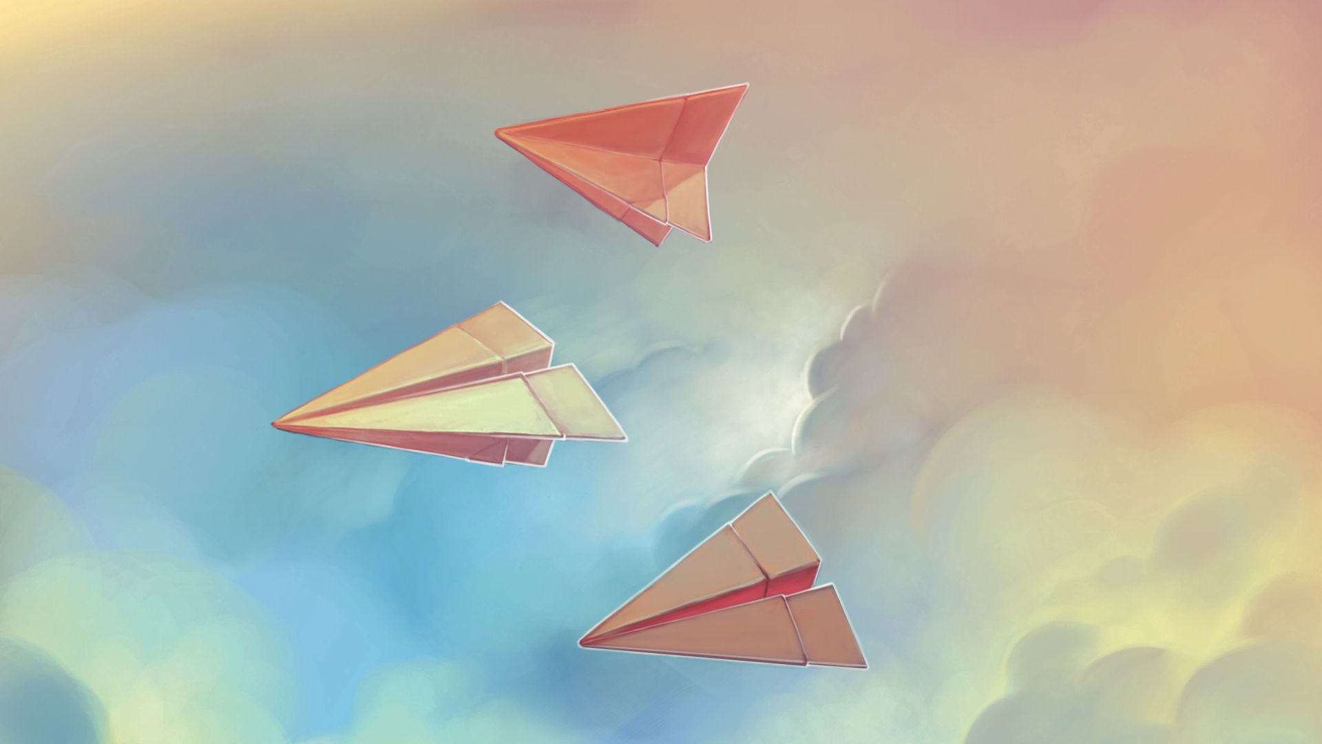 paper airplanes, sky, flight