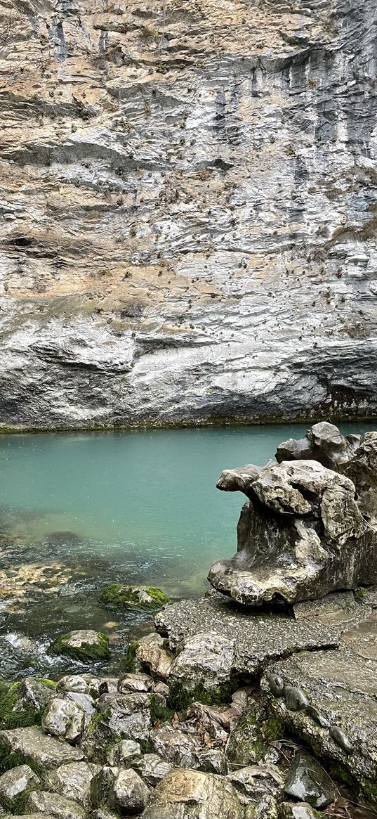 lake, ritsa, abkhazia, stones, rock