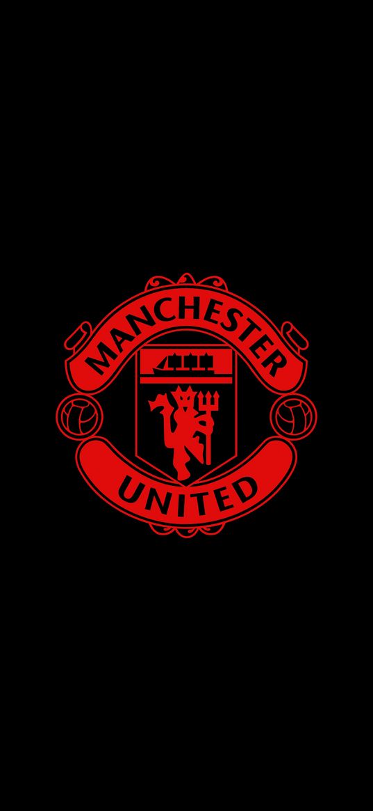 manchester united, logo, football club, soccer, red, black background
