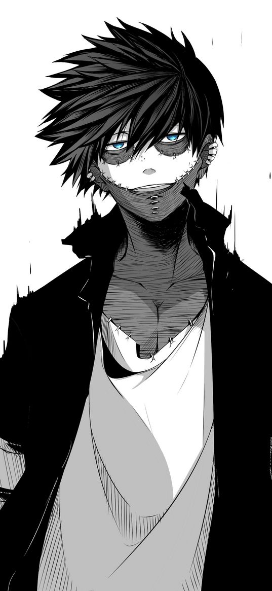 dabi, my hero academia, anime, character, black and white, art