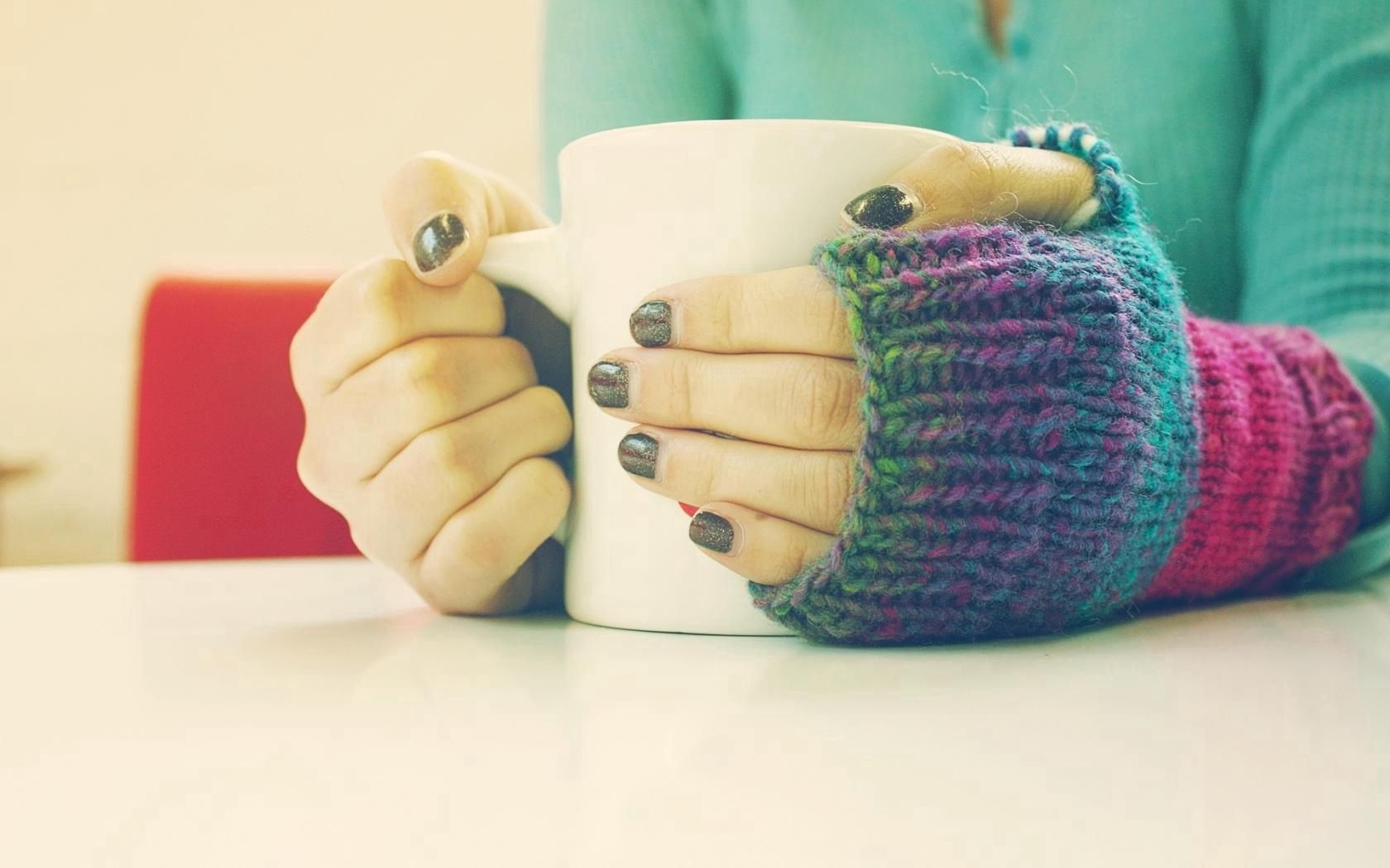 mood, girl, mug, nail, nails, sweater, knitted