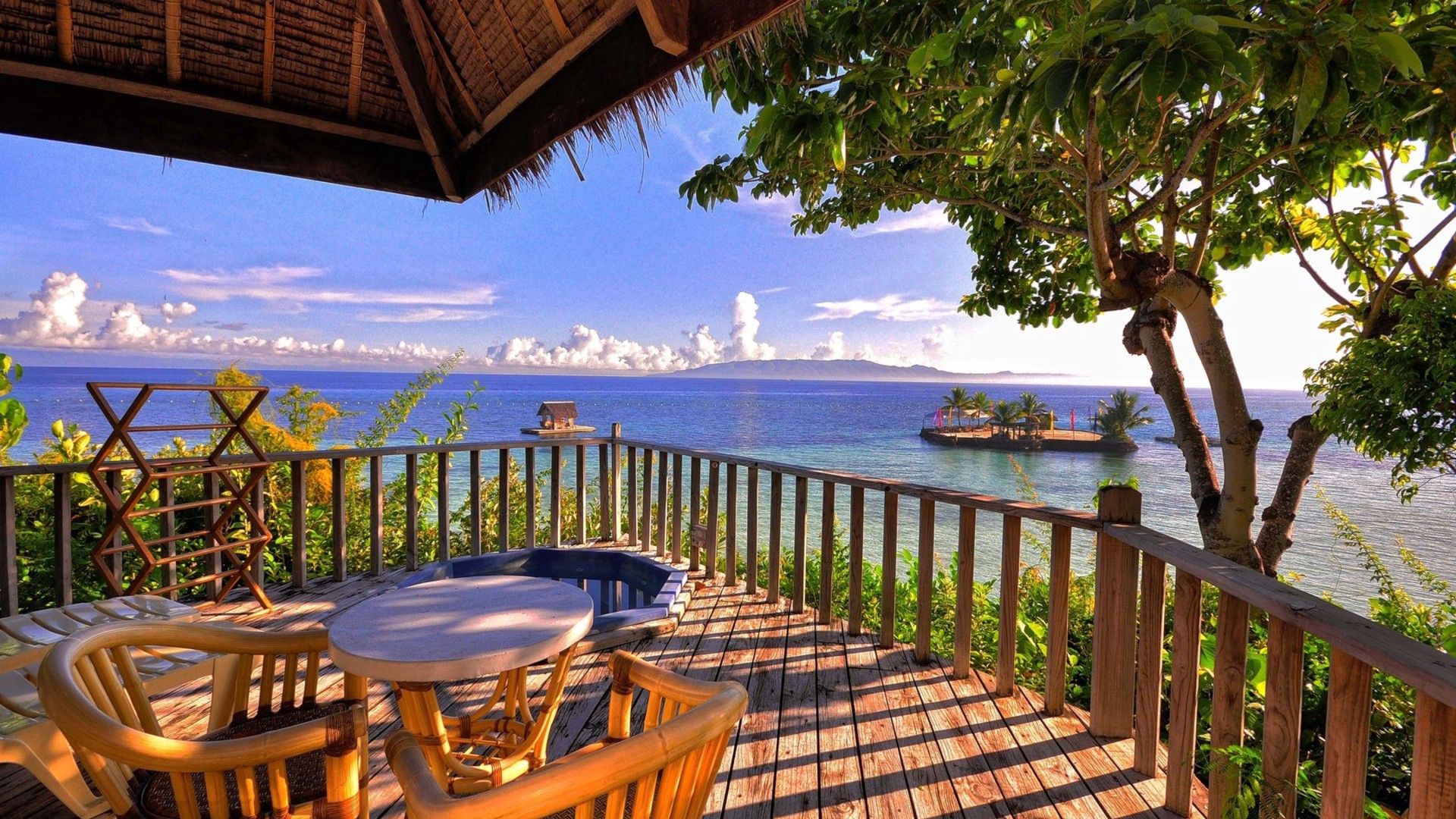 ocean, beach, balcony, view, horizon, leisure