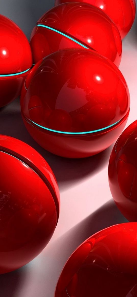 balls, sphere, red, glass