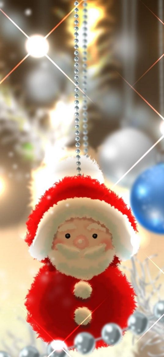 santa claus, snowman, balls, christmas decorations, yarn