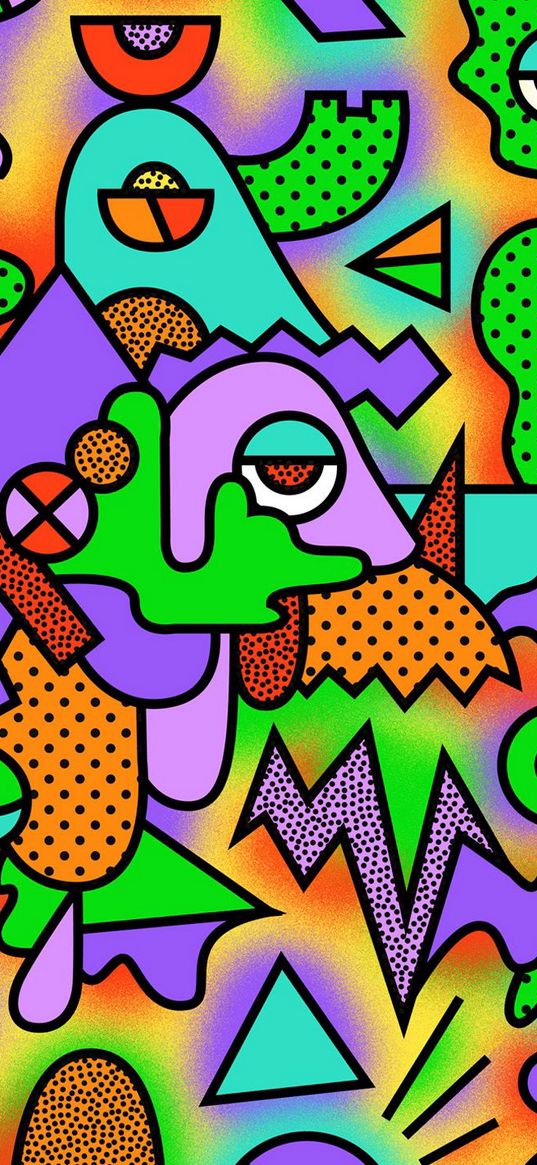 figurines, colorful, drawing, acid