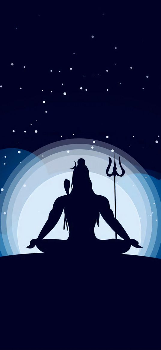 lord shiva, blue, star, night, art