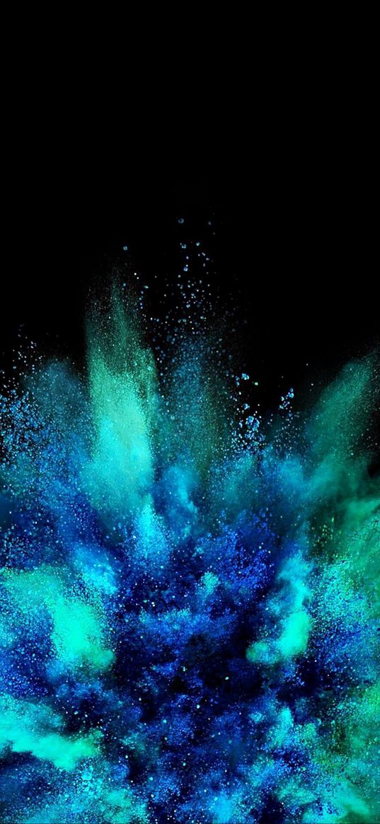 explosion, paint, spray, blue, green, black background