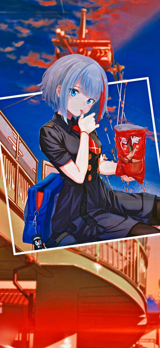 azur lane, admiral graf spee, game, character, girl, chips, photoshop, anime