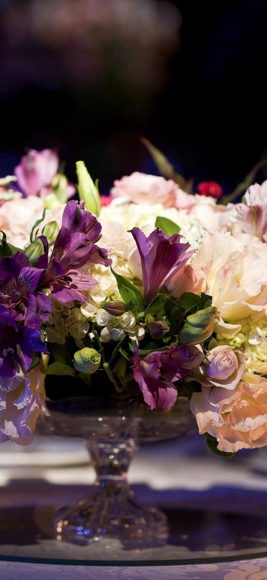 astrometry, hydrangea, flowers, bowl, composition, table, elegant place settings