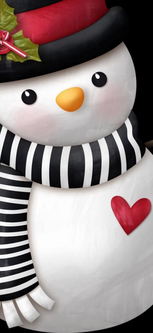 snowman, scarf, hat, heart, mittens