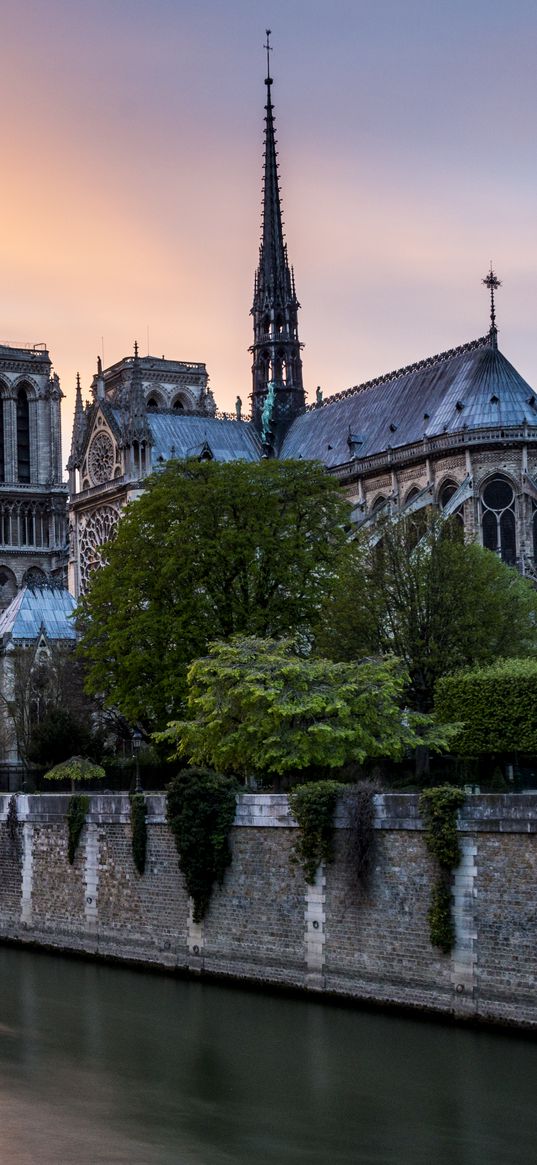 tower, buildings, architecture, embankment, river