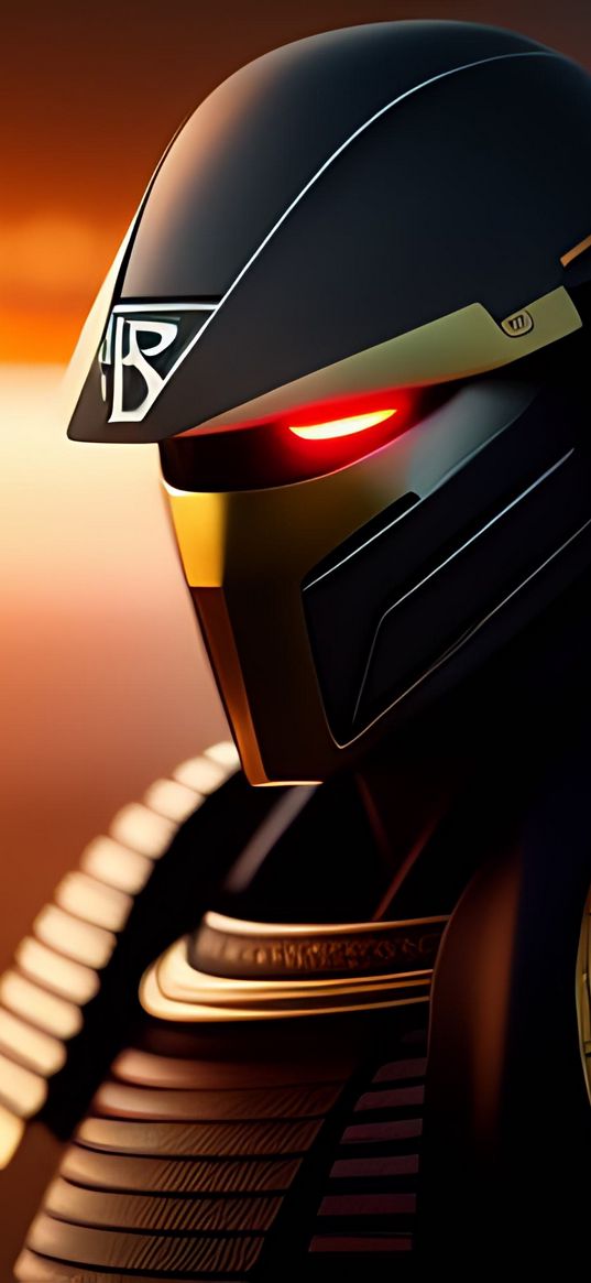 samurai, droid, future, red eyes, black