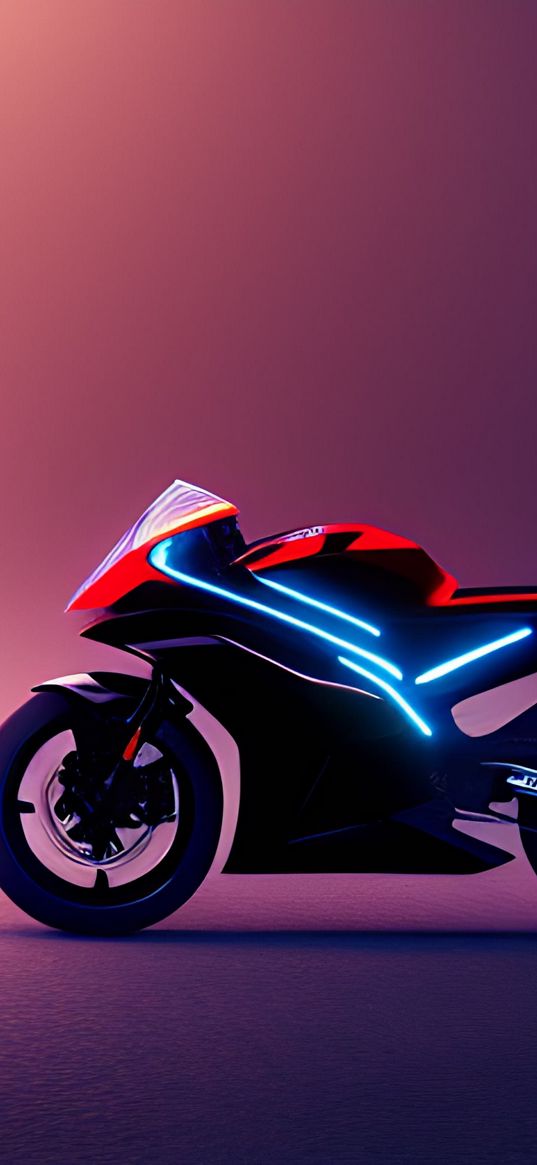 motorcycle, future, laser, pink