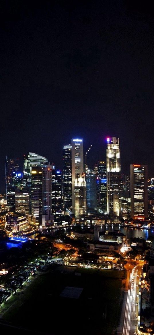 singapore, night, city, panorama