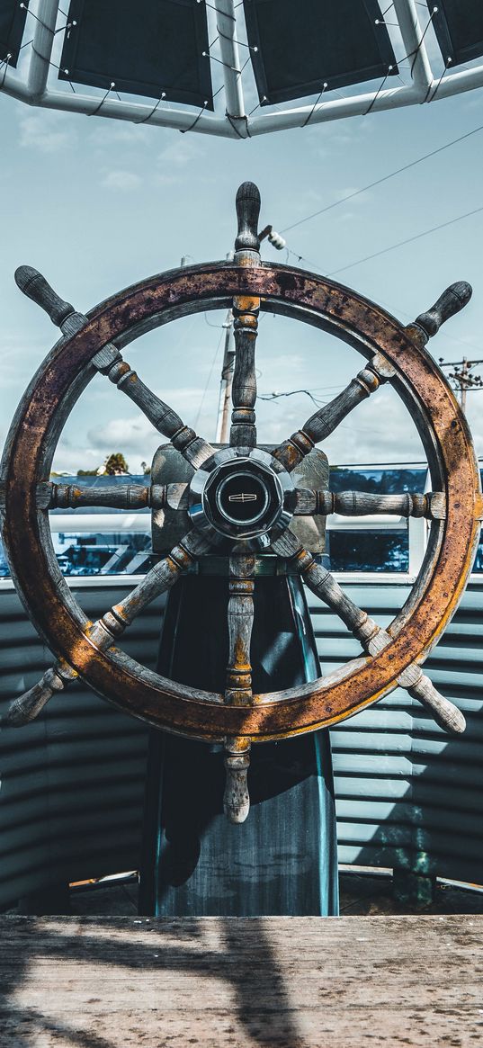 steering wheel, rust, old, shadows