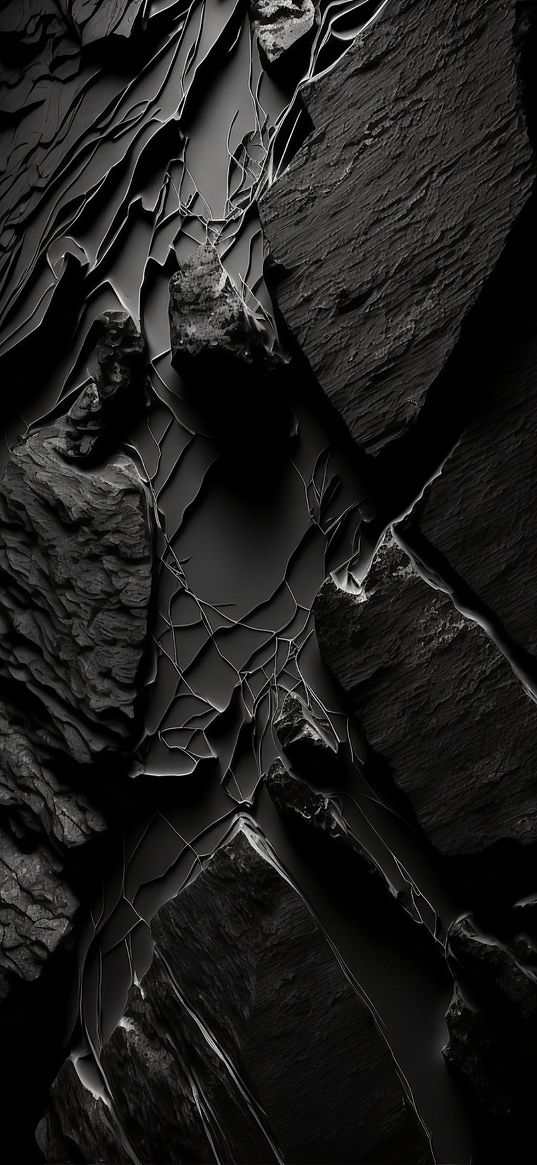 abstraction, stone, cracks, black, gray