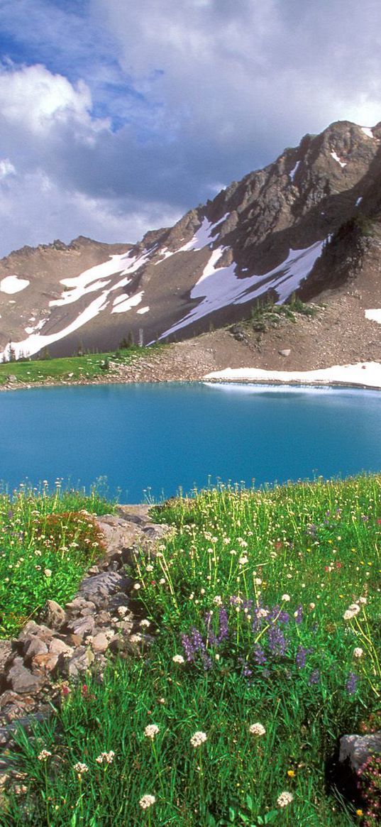 lake, mountains, alpes, greens, national park, blue water, stones