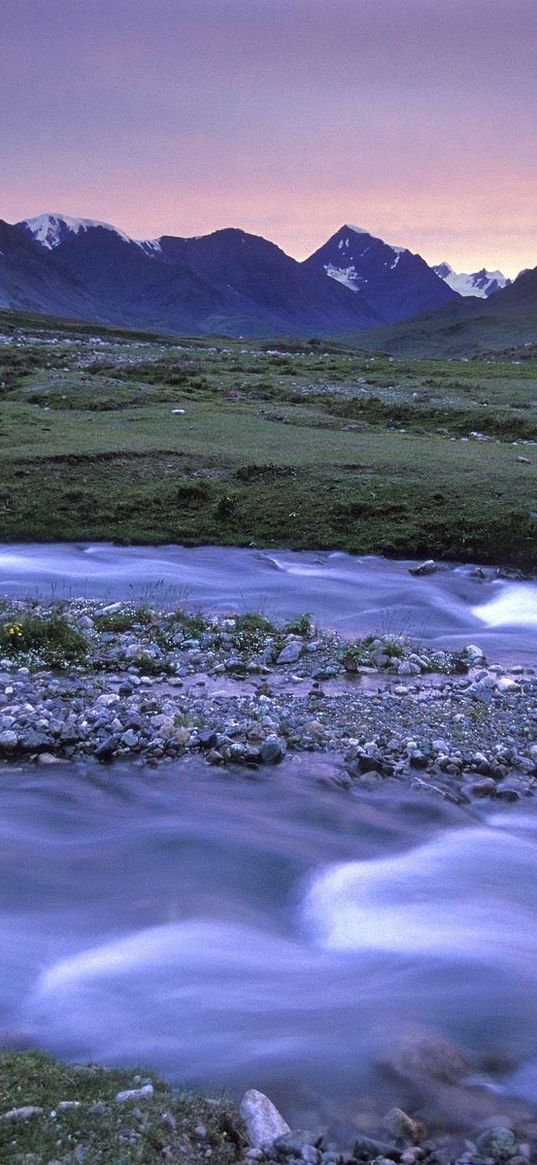 altai, river, mountains, stones, mongolia