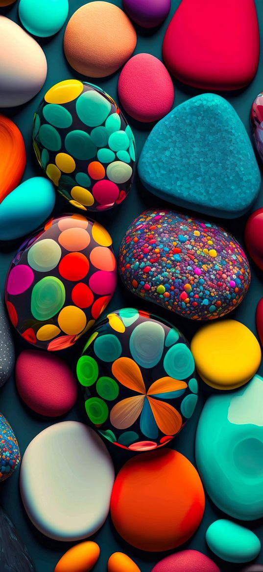 pebbles, stones, multicolored, colorful, ai, art