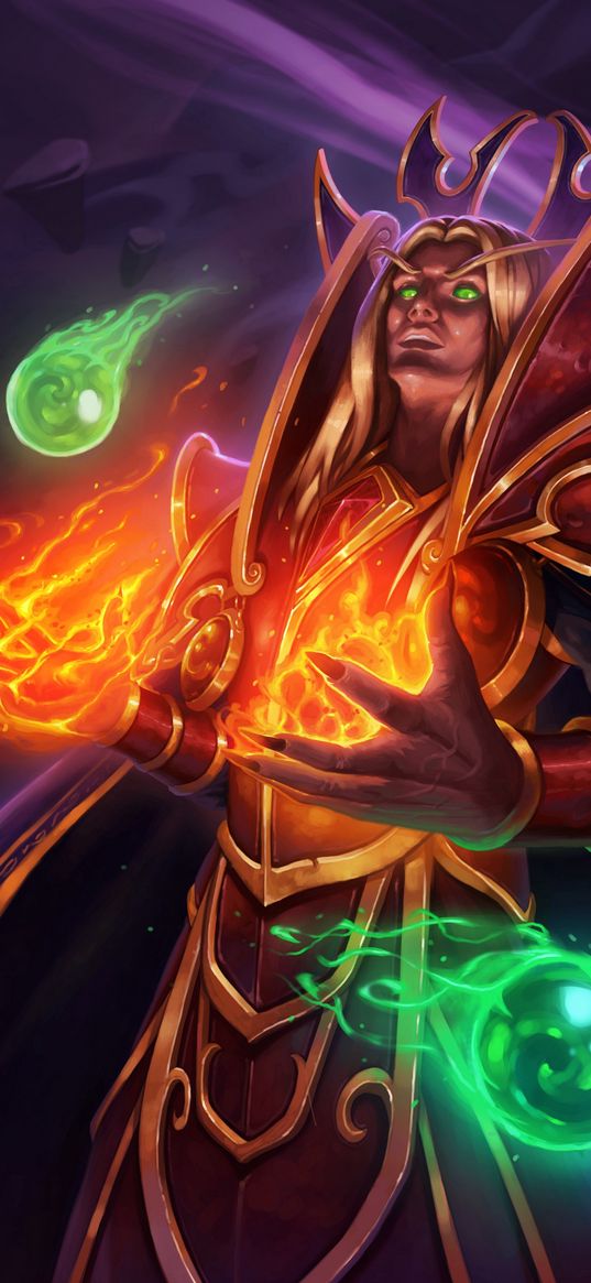 prince kael'thas, warcraft, hearthstone, game, magician, elf, magic, balls, art