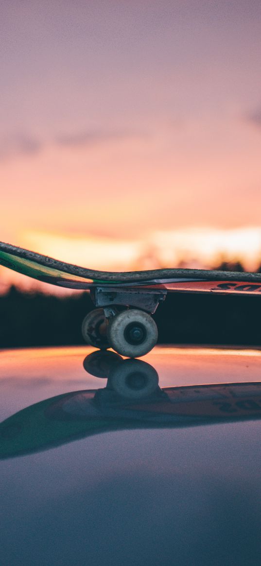 skateboard, reflection, surface, blur