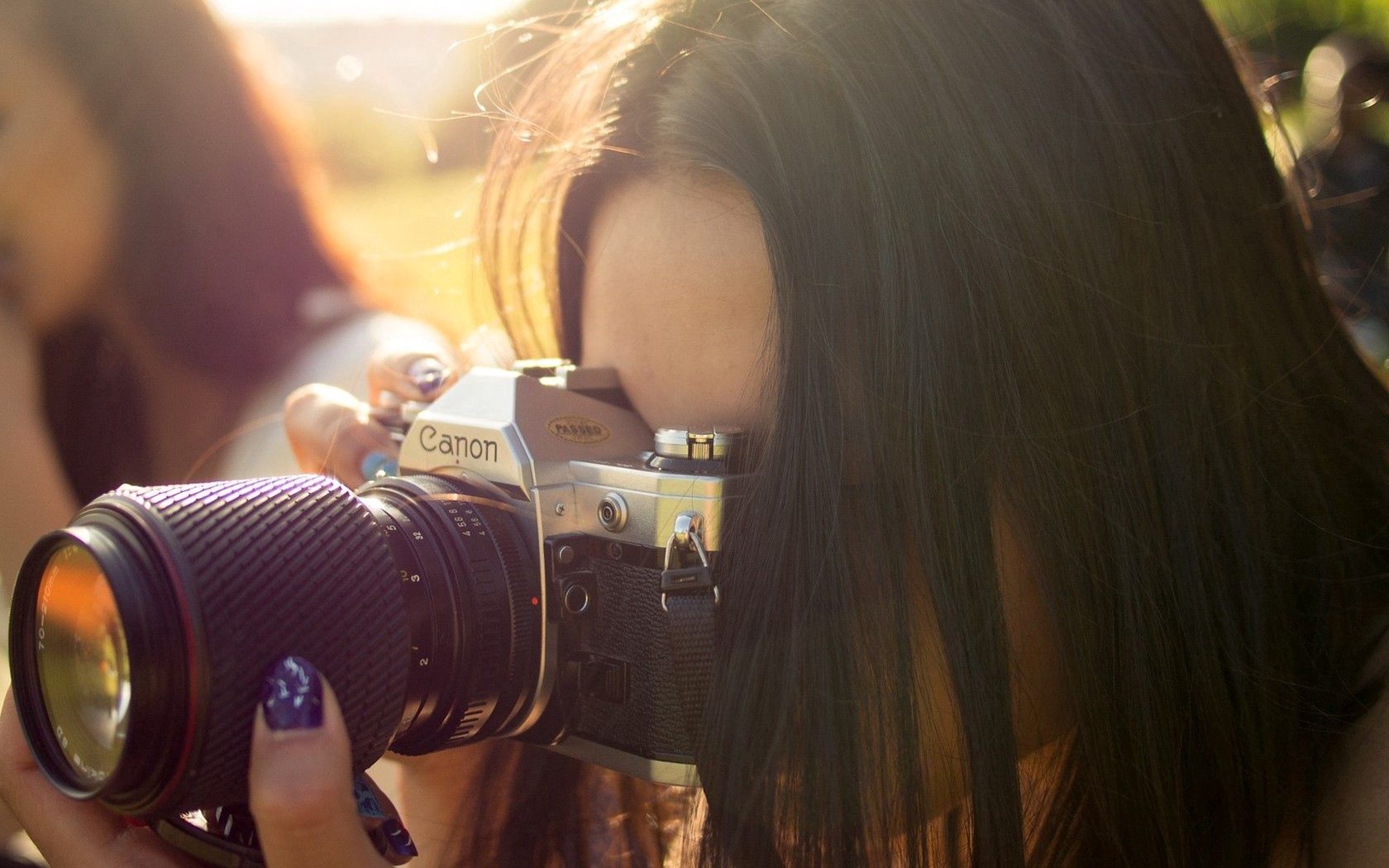 girl, brunette, camera, photography