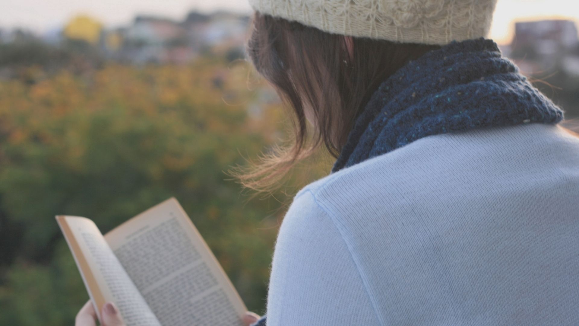 girl, book, scarf, reading