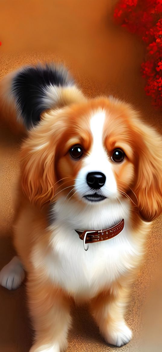 puppy, dog, fluffy, art, wallpaper