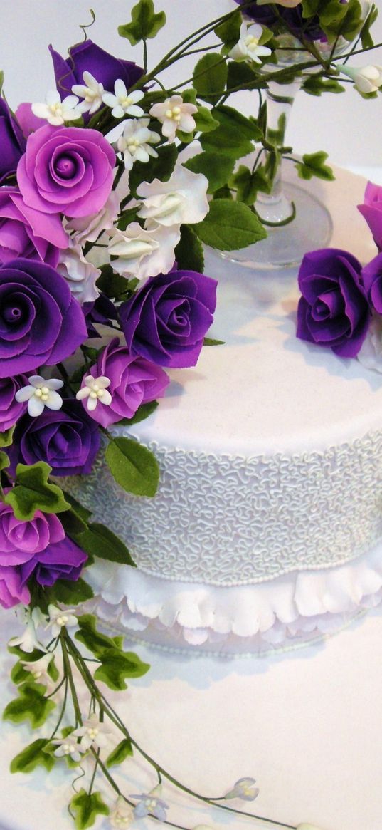 cake, flowers, decoration, sweet